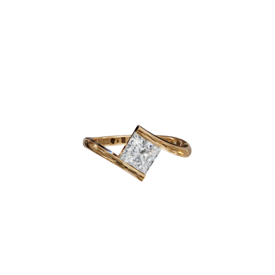 Princess-Cut Diamond Tension Setting Ring