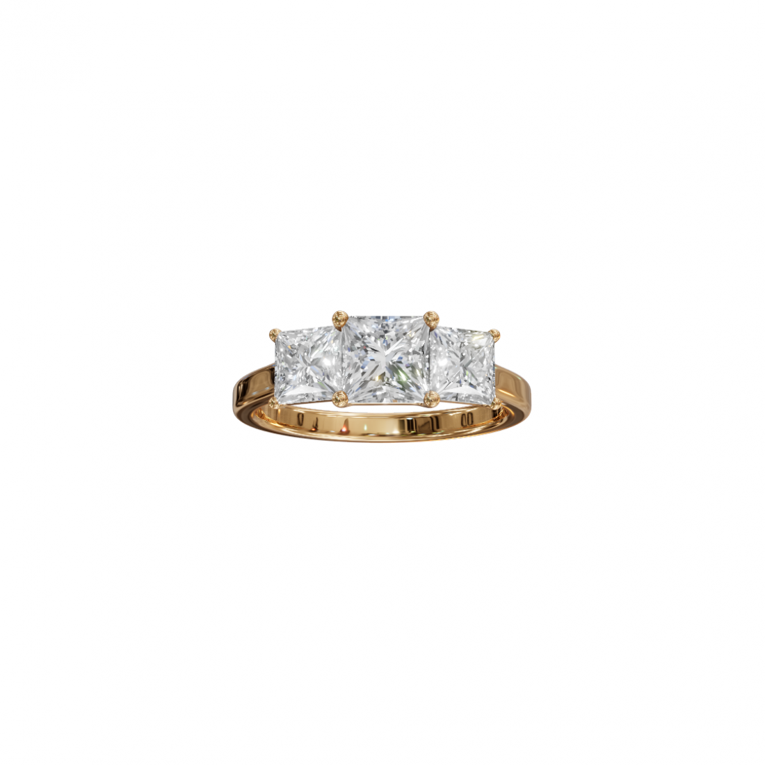 Trilogy Princess-Cut Diamond Ring in Cathedral Setting Trilogy Princess-Cut Diamond Ring in Cathedral Setting