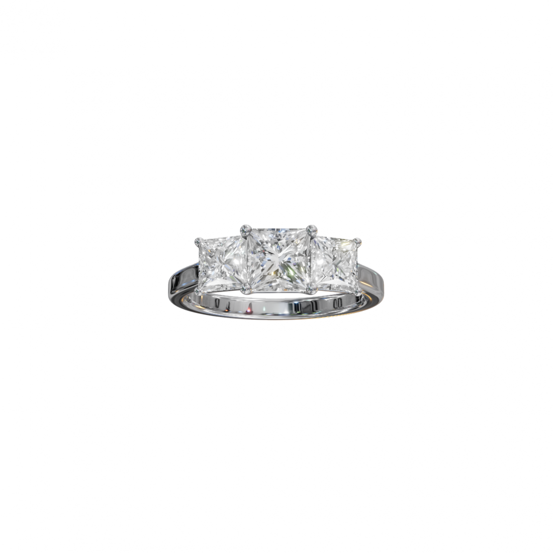 Trilogy Princess-Cut Diamond Ring in Cathedral Setting Trilogy Princess-Cut Diamond Ring in Cathedral Setting