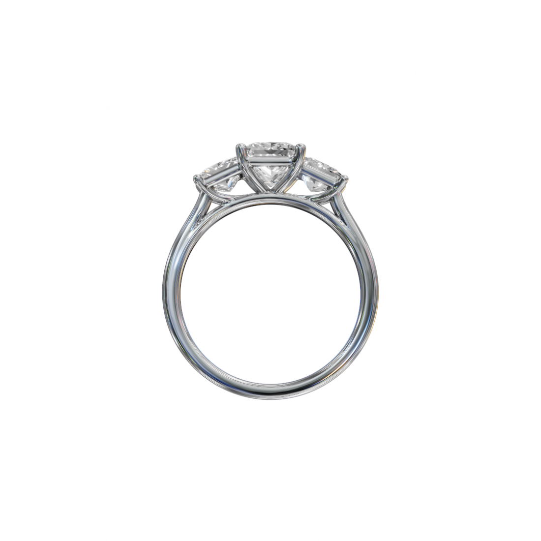 Trilogy Princess-Cut Diamond Ring in Cathedral Setting Trilogy Princess-Cut Diamond Ring in Cathedral Setting