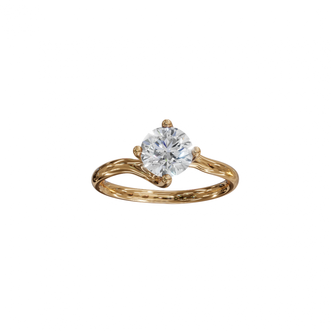 Brilliant Cut Round Diamond – Twisted Solitaire Engagement Ring Brilliant Cut Round Diamond – Twisted Solitaire Engagement Ring