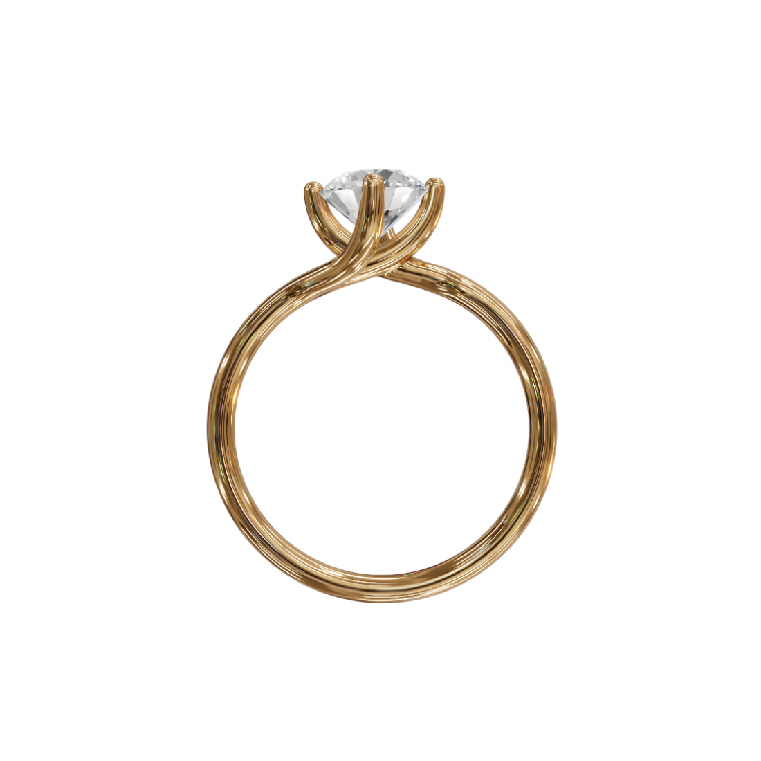 Brilliant Cut Round Diamond – Twisted Solitaire Engagement Ring Brilliant Cut Round Diamond – Twisted Solitaire Engagement Ring