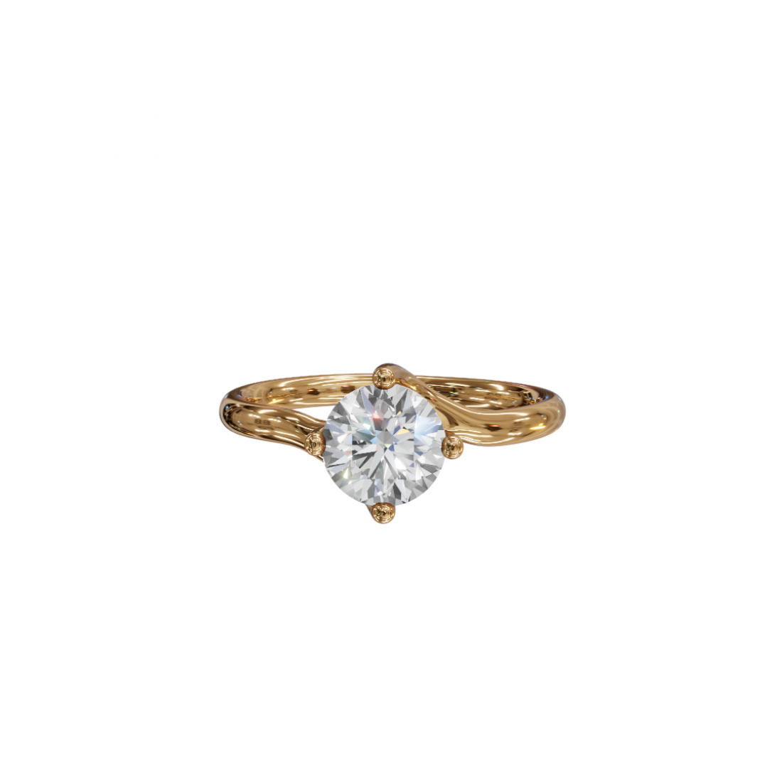Brilliant Cut Round Diamond – Twisted Solitaire Engagement Ring Brilliant Cut Round Diamond – Twisted Solitaire Engagement Ring