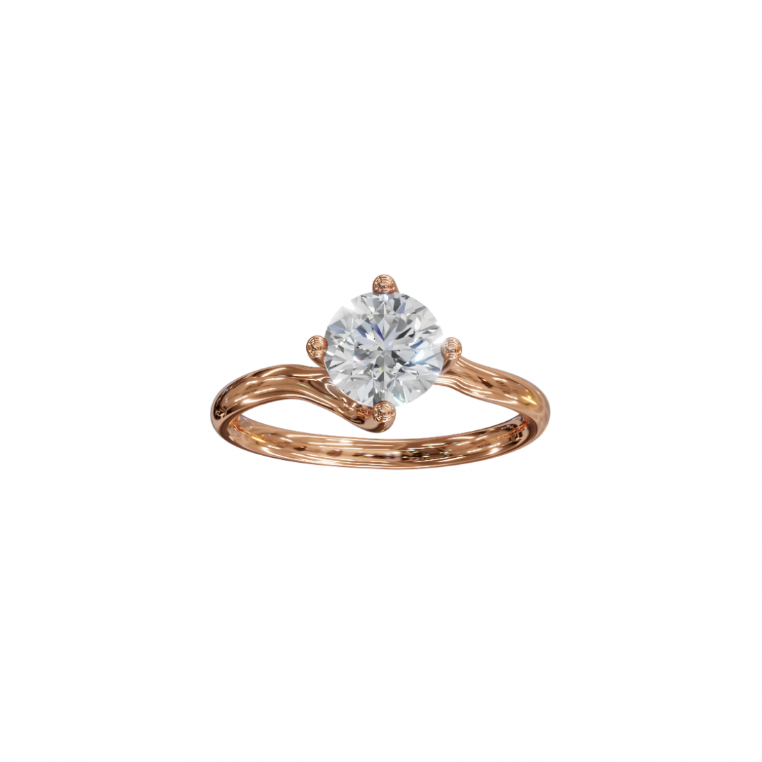 Brilliant Cut Round Diamond – Twisted Solitaire Engagement Ring Brilliant Cut Round Diamond – Twisted Solitaire Engagement Ring