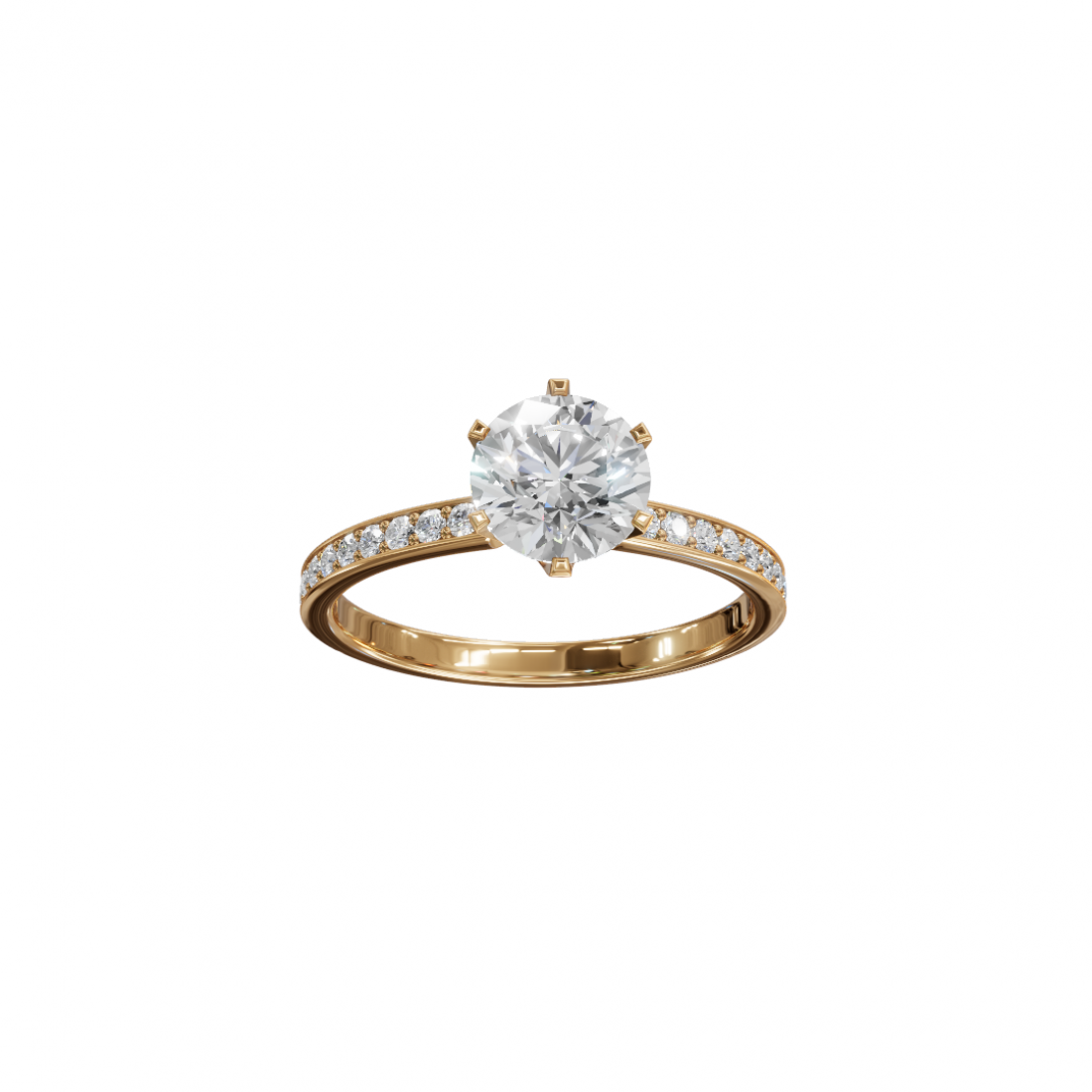Classic Cut Diamond Ring with Pave Band Classic Cut Diamond Ring with Pave Band