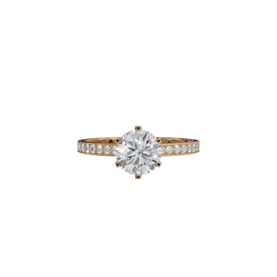 Classic Cut Diamond Ring with Pave Band Classic Cut Diamond Ring with Pave Band
