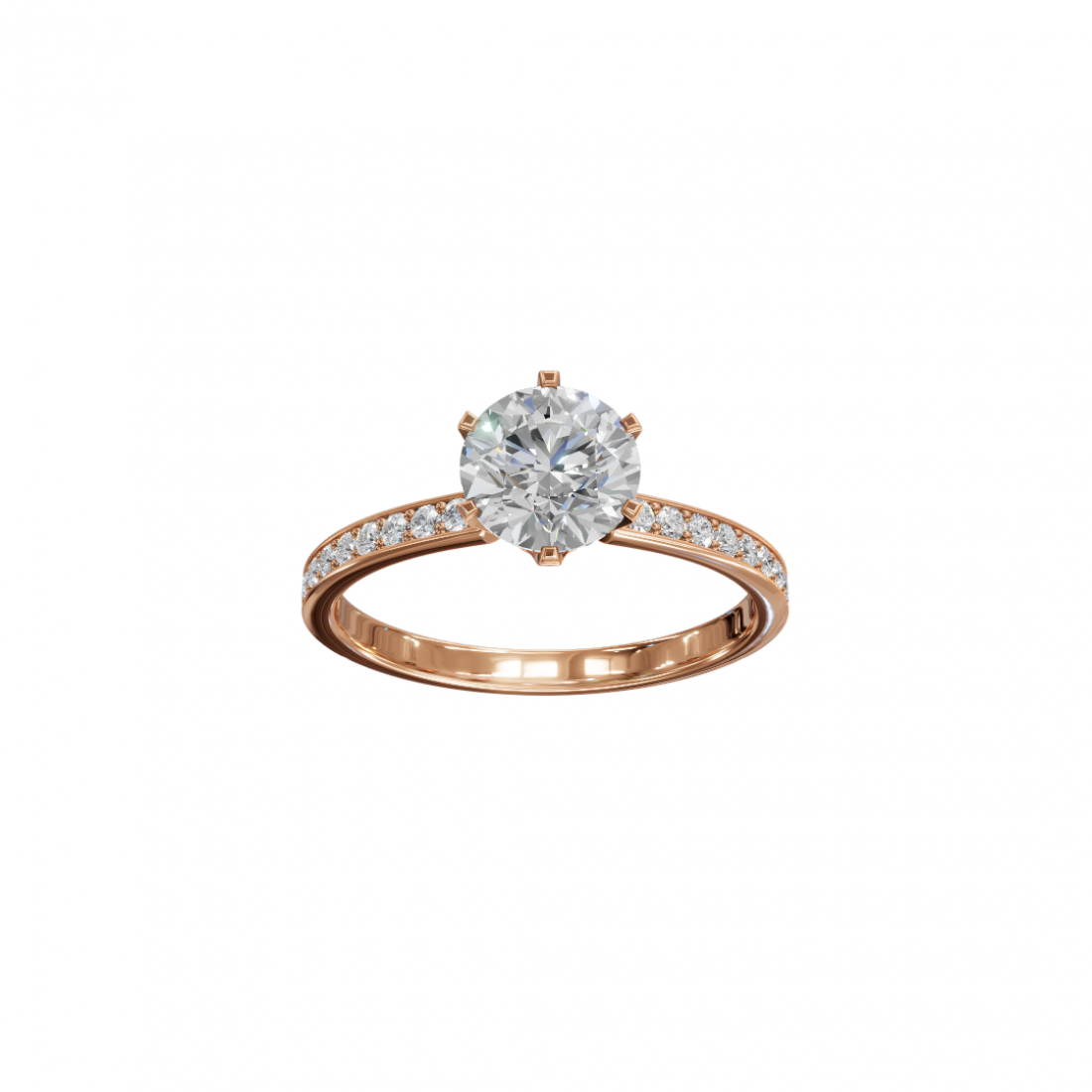 Classic Cut Diamond Ring with Pave Band Classic Cut Diamond Ring with Pave Band