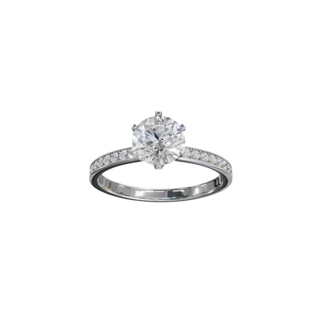 Classic Cut Diamond Ring with Pave Band Classic Cut Diamond Ring with Pave Band