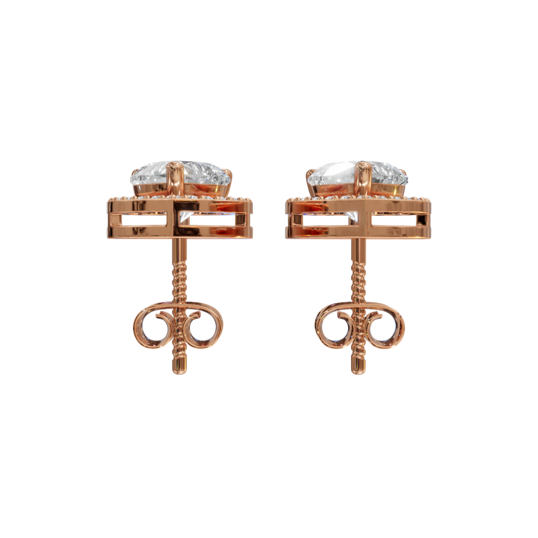 Heart-Shaped Diamond Halo Studs Heart-Shaped Diamond Halo Studs
