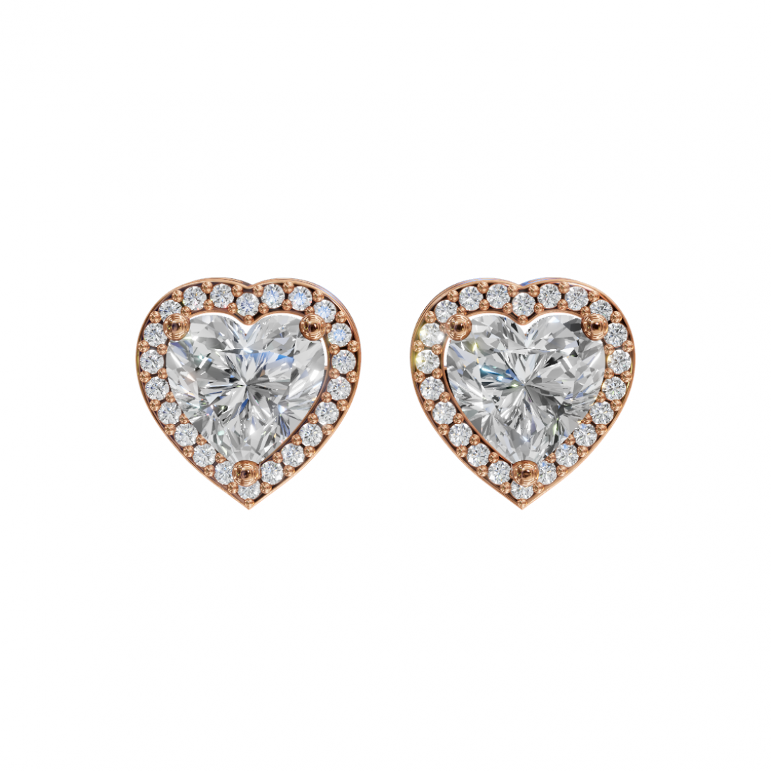 Heart-Shaped Diamond Halo Studs Heart-Shaped Diamond Halo Studs