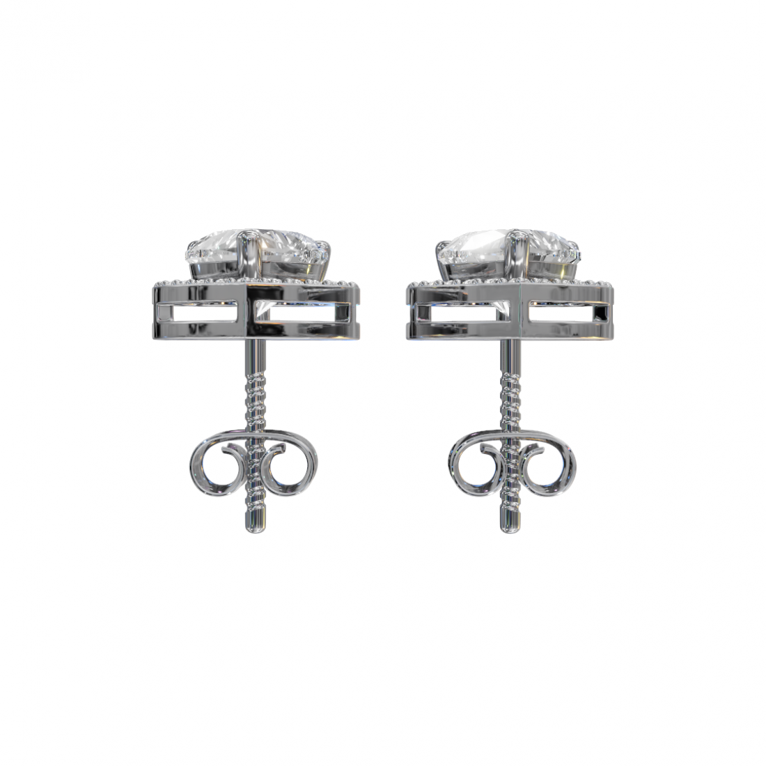 Heart-Shaped Diamond Halo Studs Heart-Shaped Diamond Halo Studs