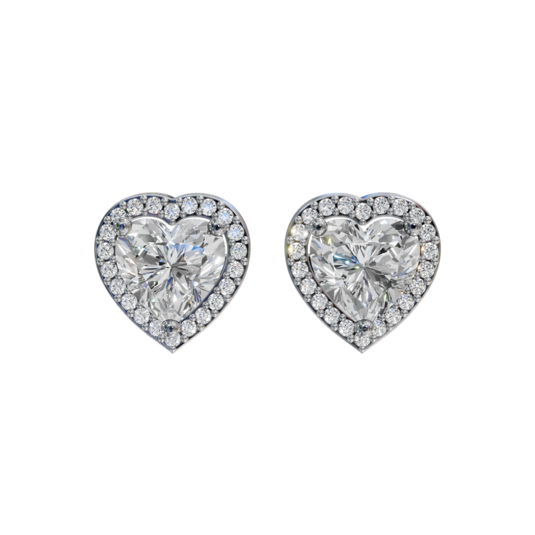 Heart-Shaped Diamond Halo Studs Heart-Shaped Diamond Halo Studs