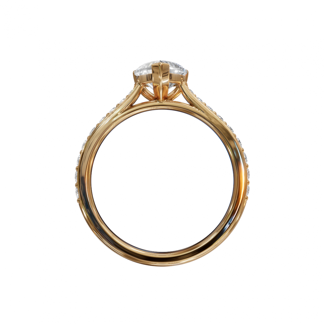 Heart-Shaped Diamond Ring with Pavé Band Heart-Shaped Diamond Ring with Pavé Band