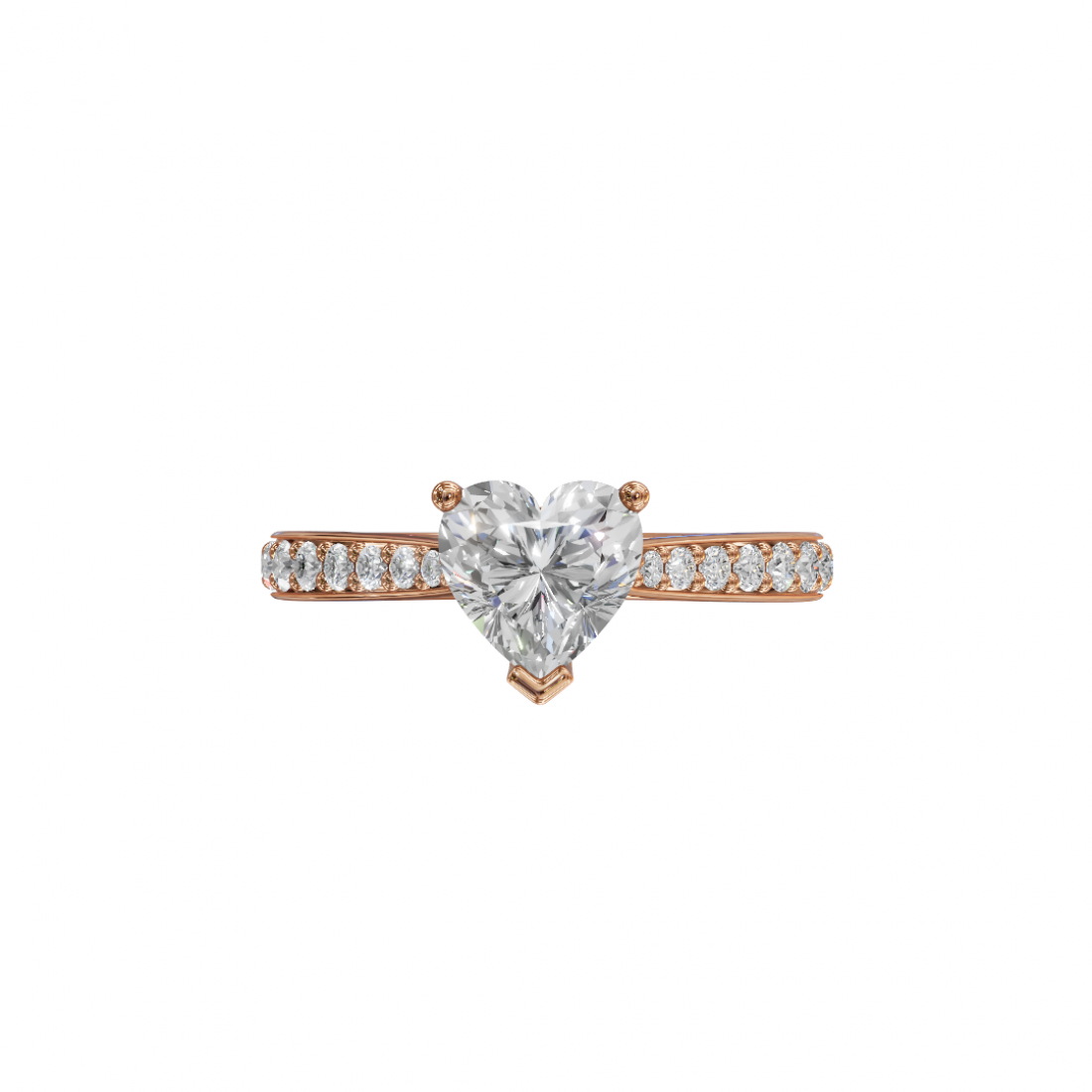 Heart-Shaped Diamond Ring with Pavé Band Heart-Shaped Diamond Ring with Pavé Band