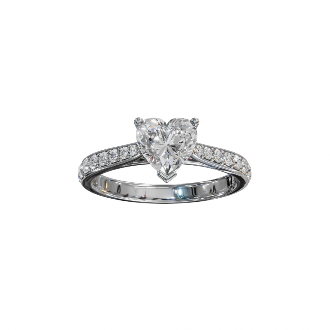 Heart-Shaped Diamond Ring with Pavé Band Heart-Shaped Diamond Ring with Pavé Band