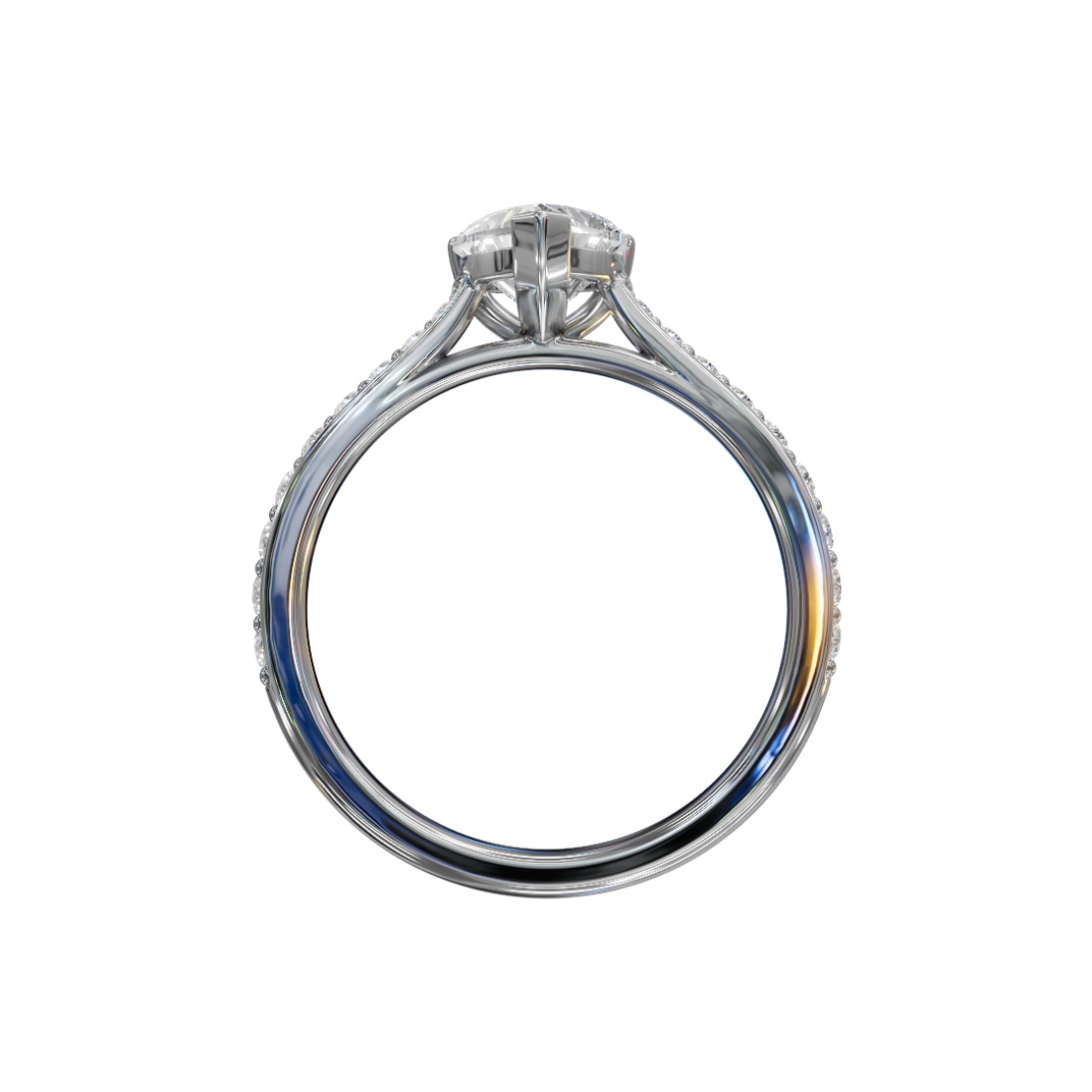 Heart-Shaped Diamond Ring with Pavé Band Heart-Shaped Diamond Ring with Pavé Band