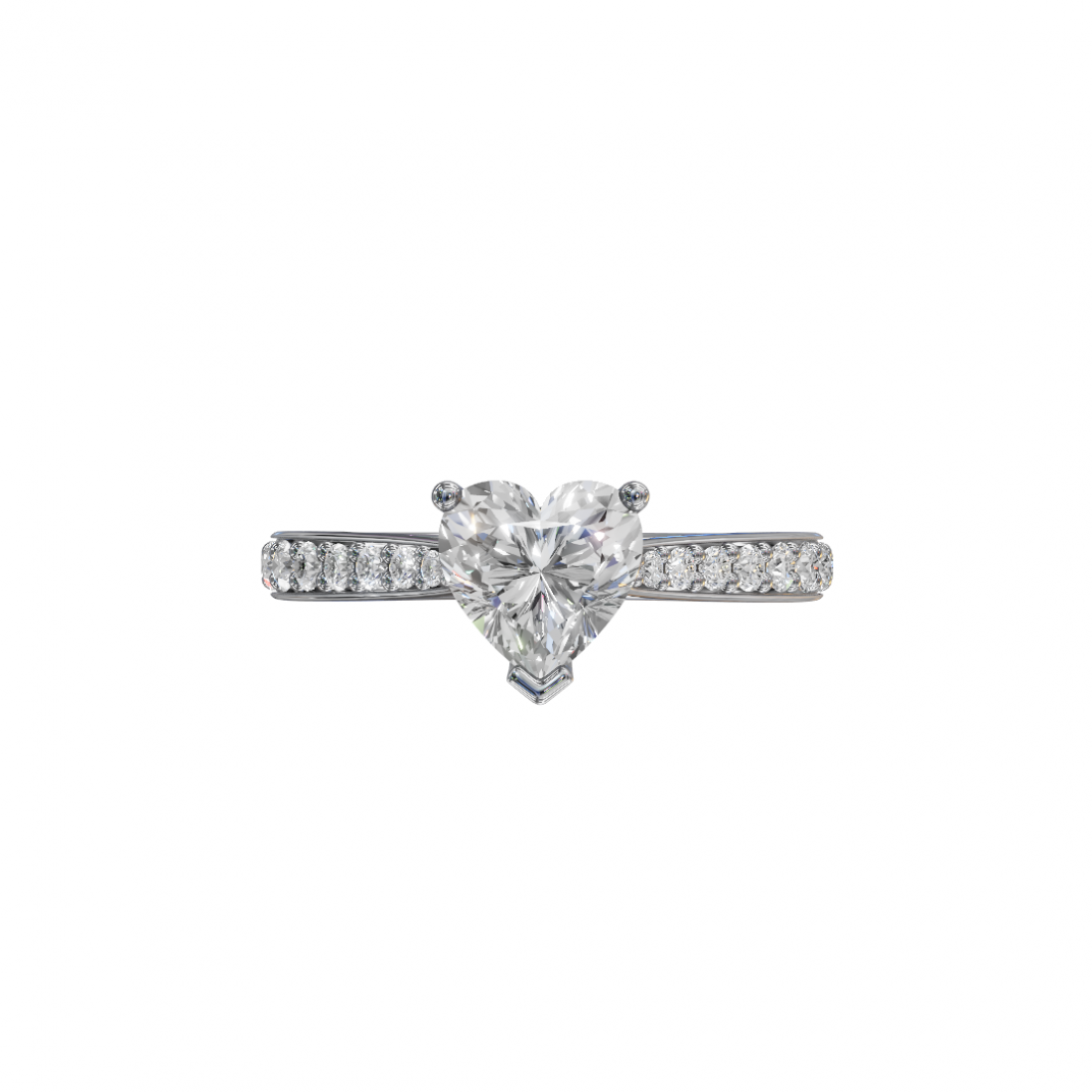 Heart-Shaped Diamond Ring with Pavé Band Heart-Shaped Diamond Ring with Pavé Band
