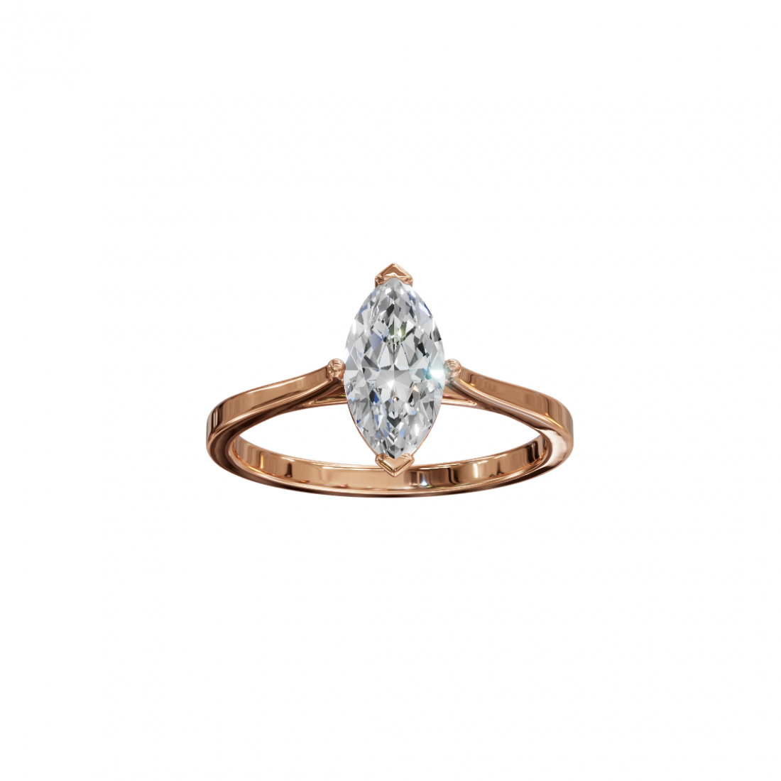 Marquise-Cut Diamond Solitaire Ring in Cathedral Setting Marquise-Cut Diamond Solitaire Ring in Cathedral Setting