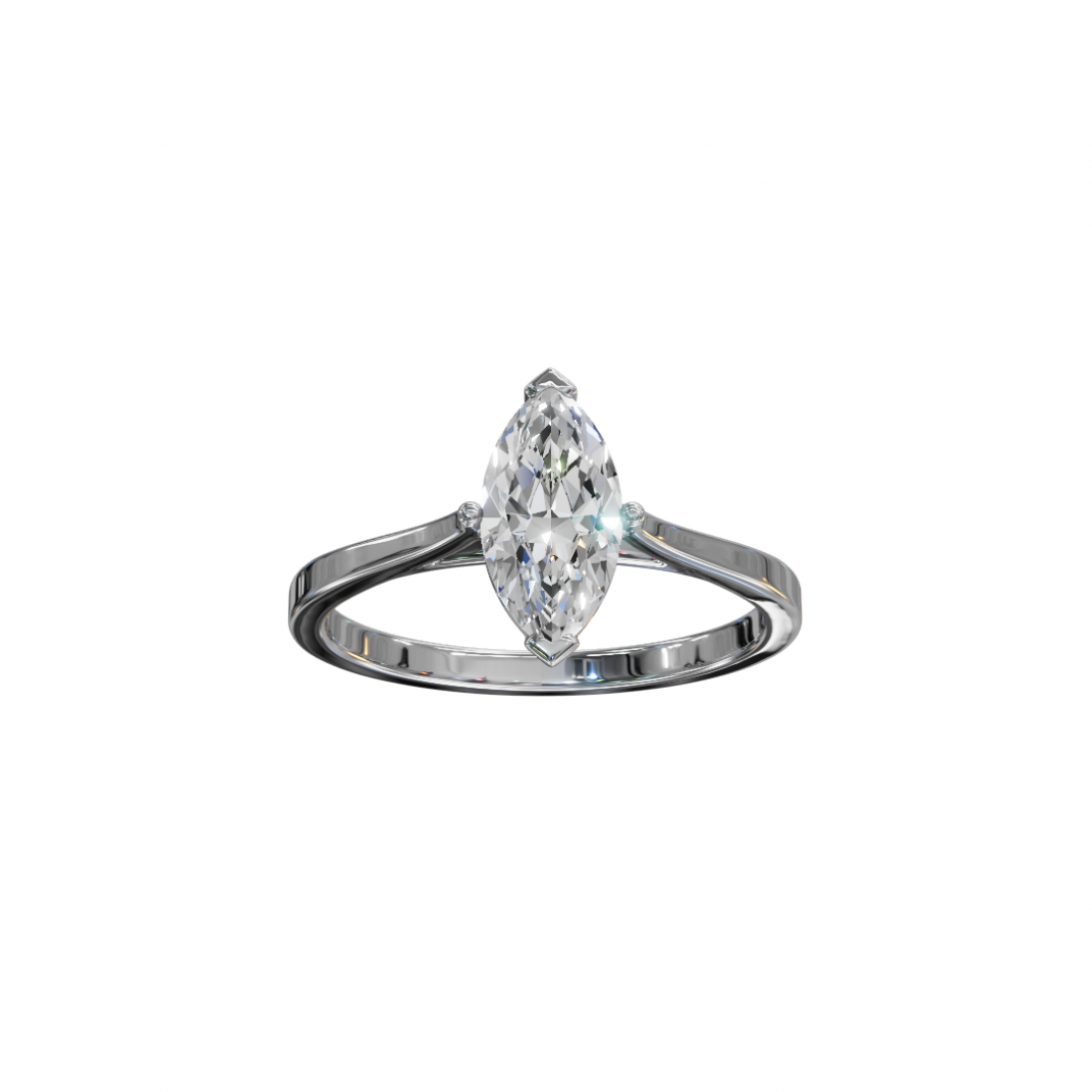 Marquise-Cut Diamond Solitaire Ring in Cathedral Setting Marquise-Cut Diamond Solitaire Ring in Cathedral Setting