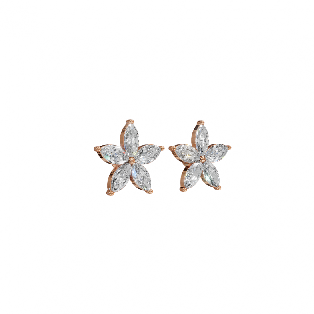 Floral Marquise Diamond Stud Earrings Floral Marquise Diamond Stud Earrings
