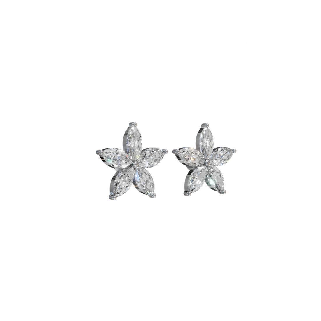 Floral Marquise Diamond Stud Earrings Floral Marquise Diamond Stud Earrings
