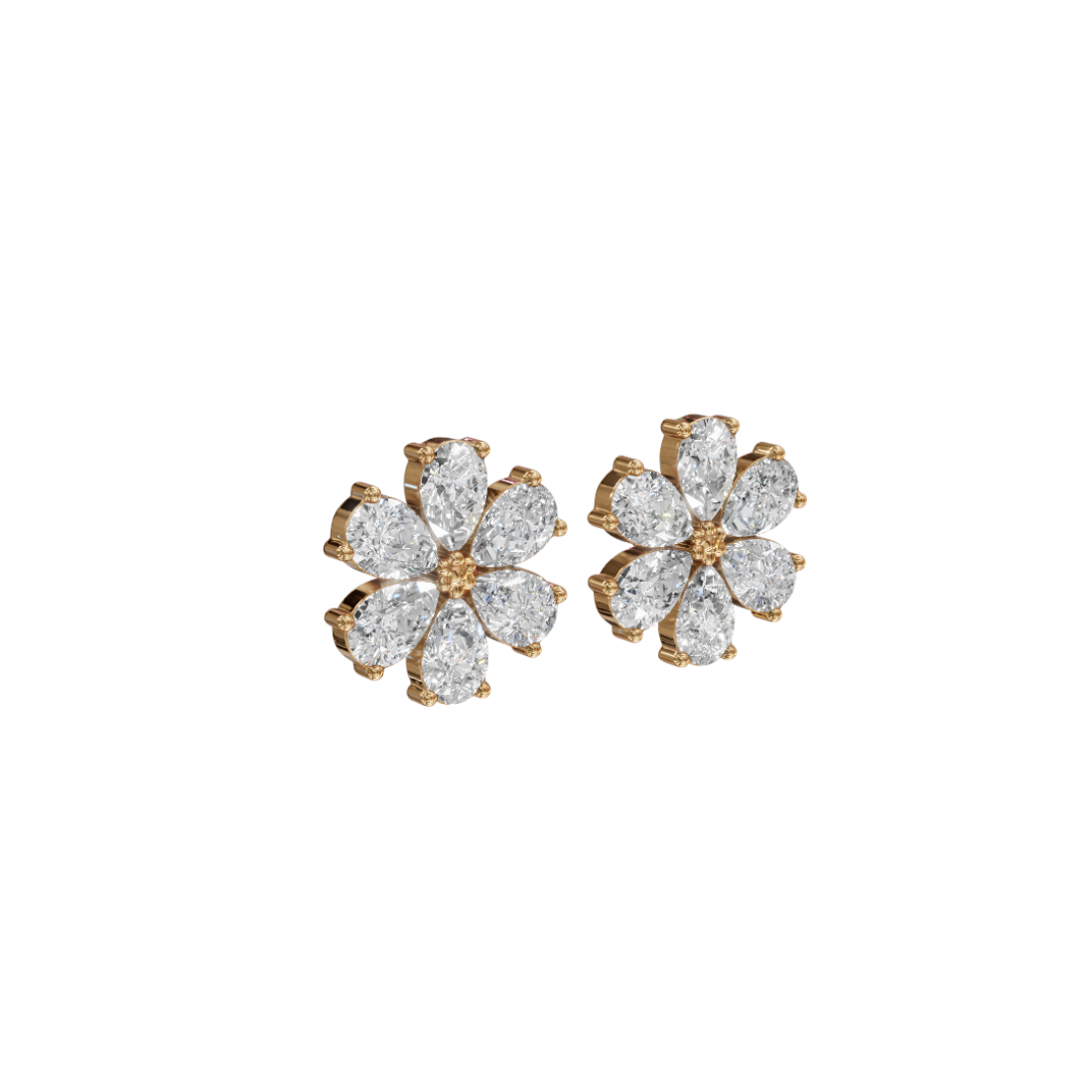 Flower Pear Cut Diamond Stud Earrings Flower Pear Cut Diamond Stud Earrings