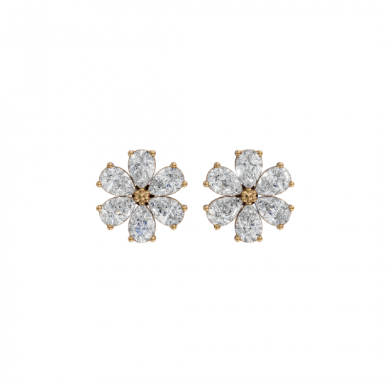 Flower Pear Cut Diamond Stud Earrings Flower Pear Cut Diamond Stud Earrings