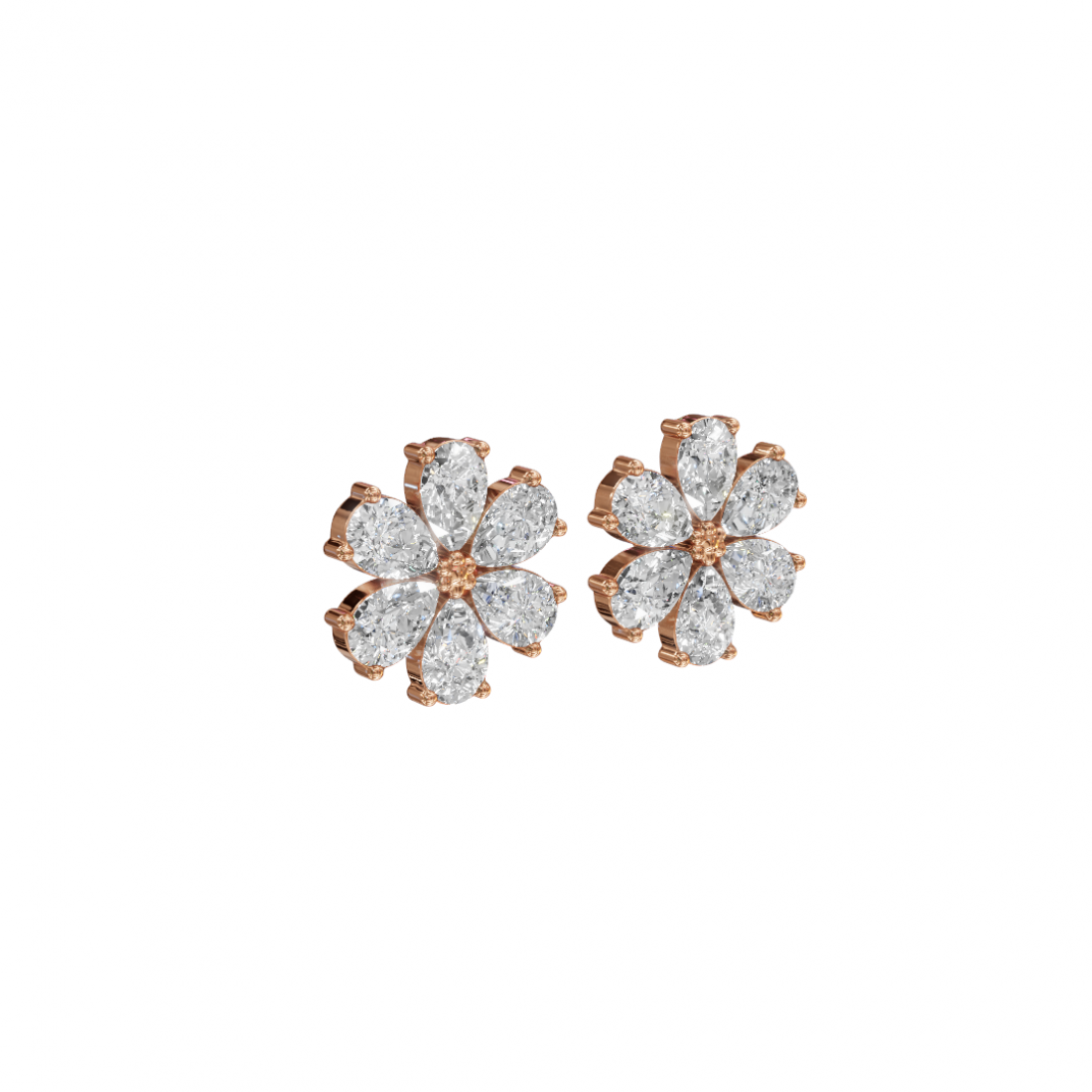 Flower Pear Cut Diamond Stud Earrings Flower Pear Cut Diamond Stud Earrings