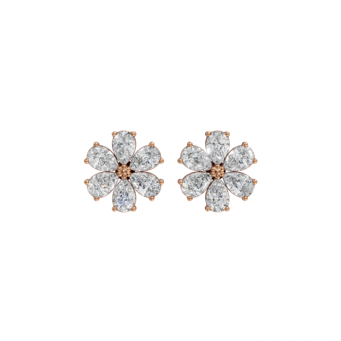 Flower Pear Cut Diamond Stud Earrings Flower Pear Cut Diamond Stud Earrings