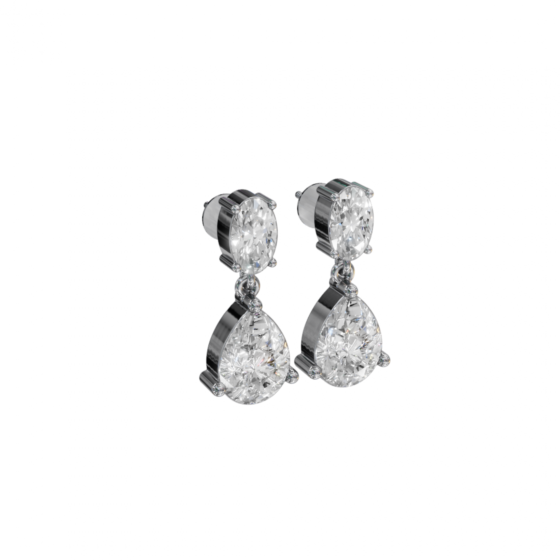 Drop Oval & Pear Cut Diamond Earrings Drop Oval & Pear Cut Diamond Earrings