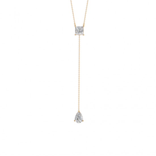Princess and Pear Cut Drop Pendant Necklace