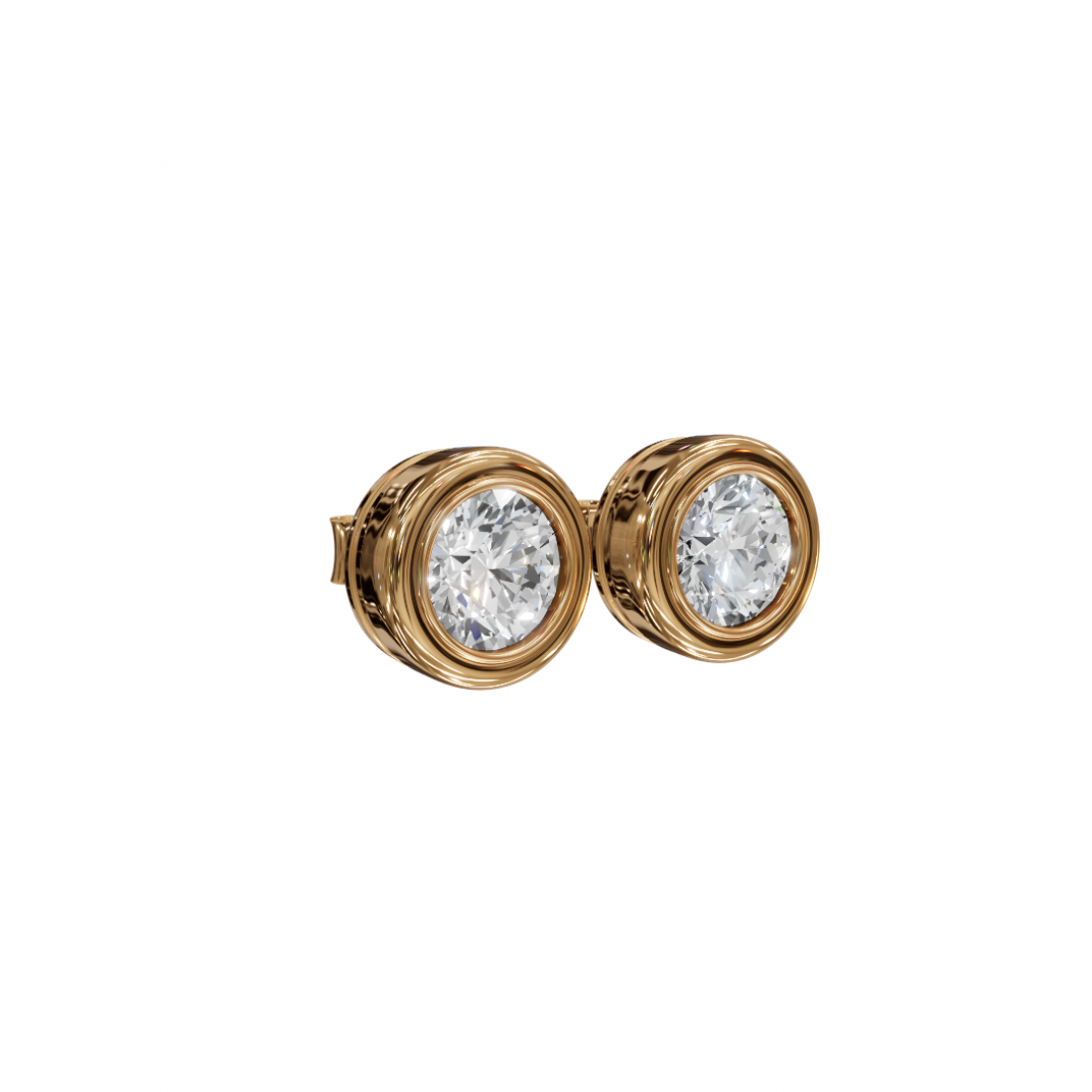 Bezel-Set Round Cut Diamond Studs Bezel-Set Round Cut Diamond Studs