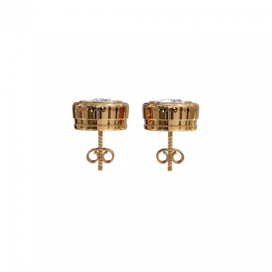 Bezel-Set Round Cut Diamond Studs Bezel-Set Round Cut Diamond Studs