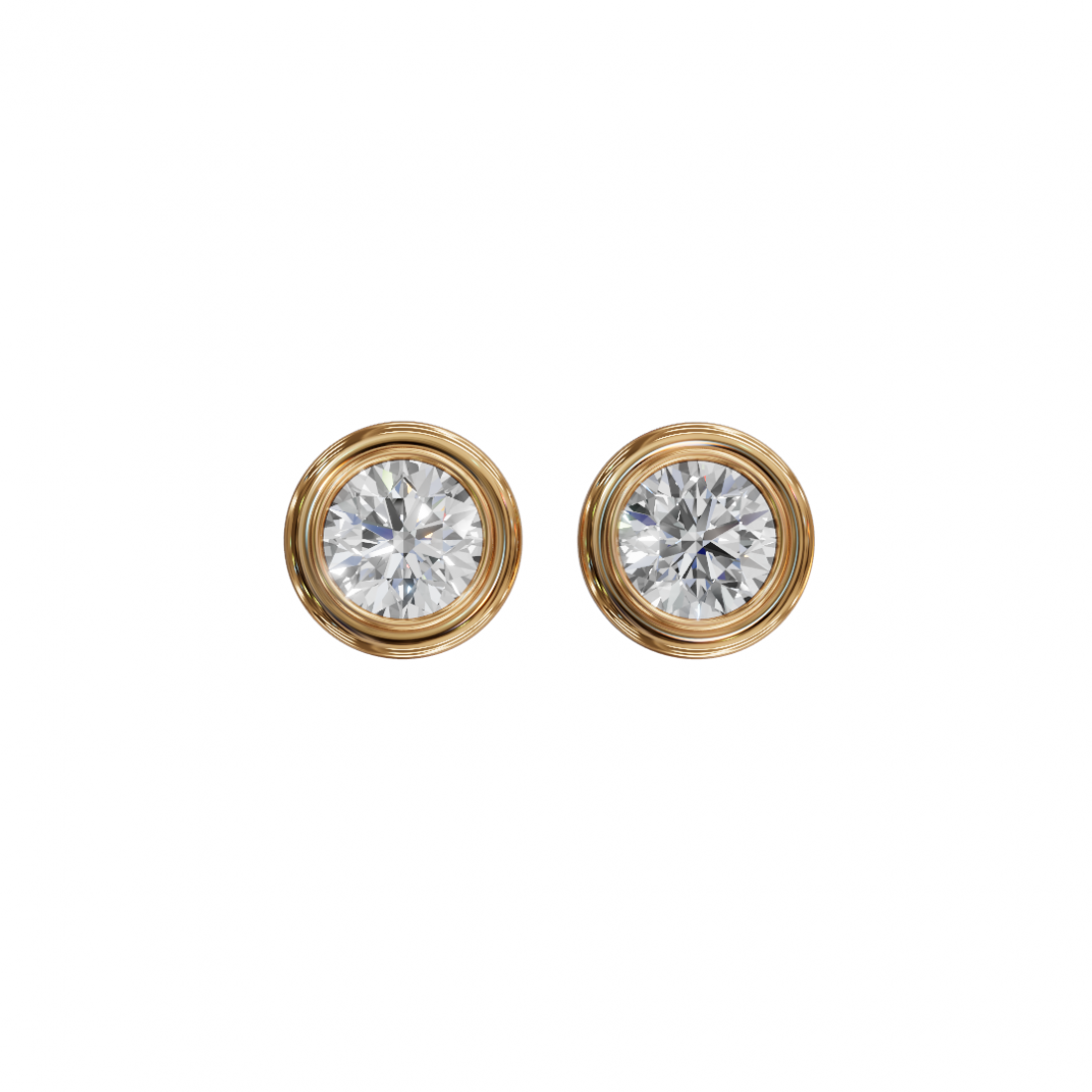 Bezel-Set Round Cut Diamond Studs Bezel-Set Round Cut Diamond Studs