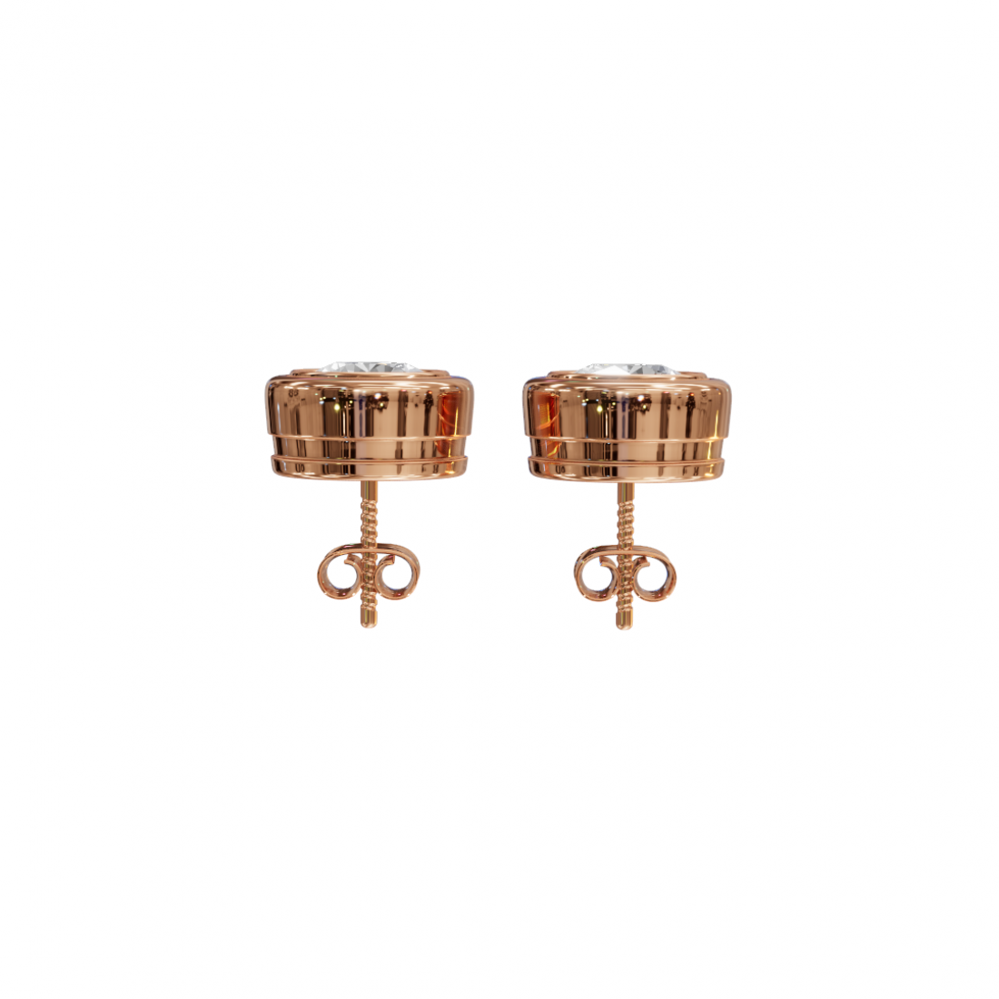 Bezel-Set Round Cut Diamond Studs Bezel-Set Round Cut Diamond Studs