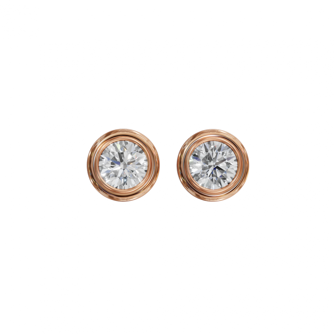 Bezel-Set Round Cut Diamond Studs Bezel-Set Round Cut Diamond Studs