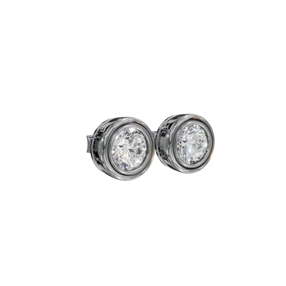 Bezel-Set Round Cut Diamond Studs Bezel-Set Round Cut Diamond Studs