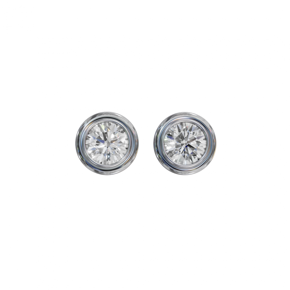 Bezel-Set Round Cut Diamond Studs Bezel-Set Round Cut Diamond Studs